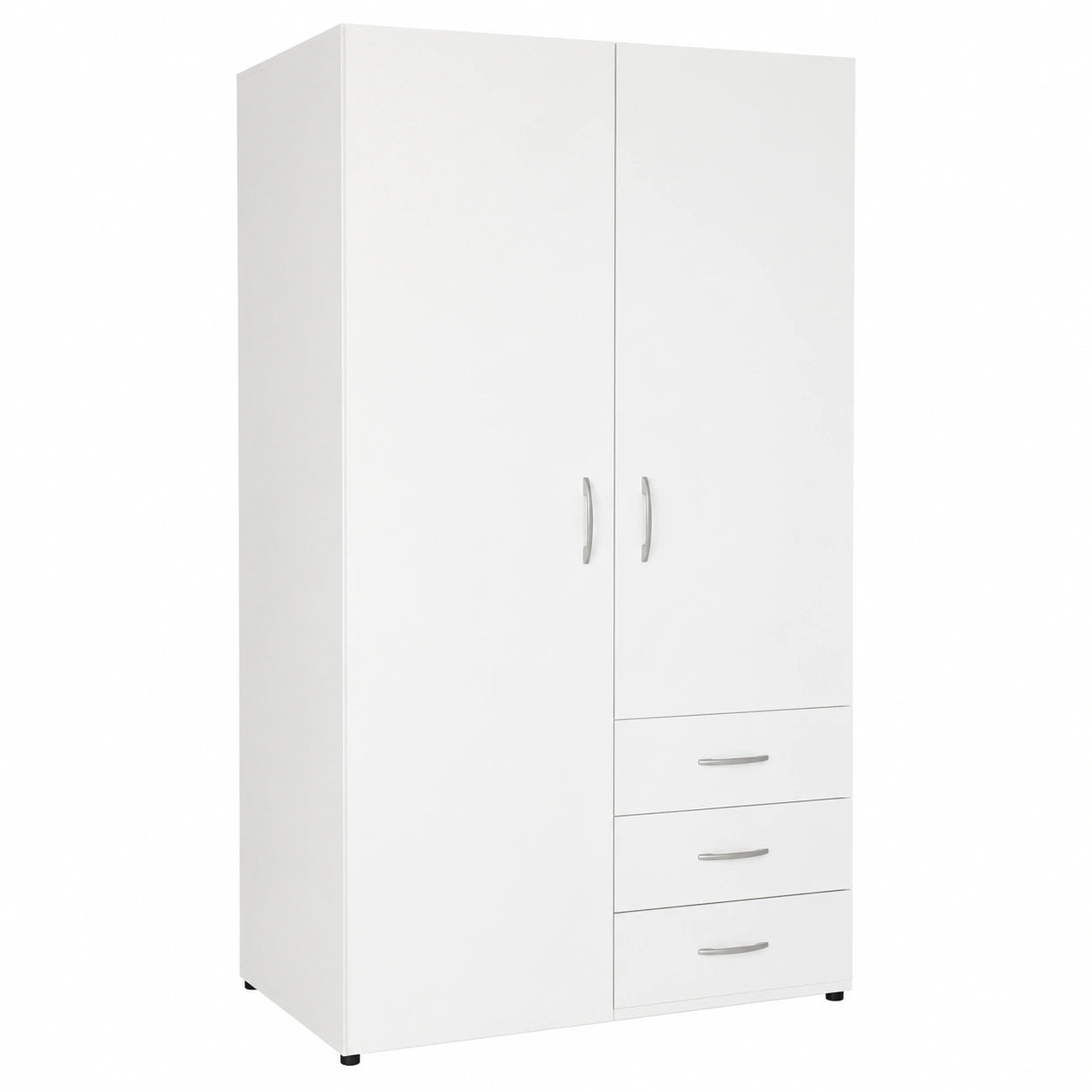 Guardaroba Moderno Molise - Armadio Bianco con 2 Ante e 3 Cassetti in Legno Laminato, 101x176x51 cm