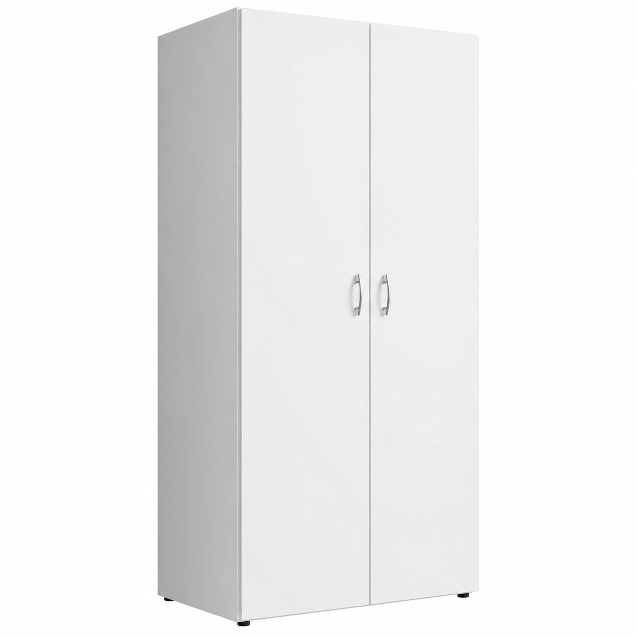 Armadio Bianco 2 Ante con Appendiabiti e Ripiano, 80x52x177 cm