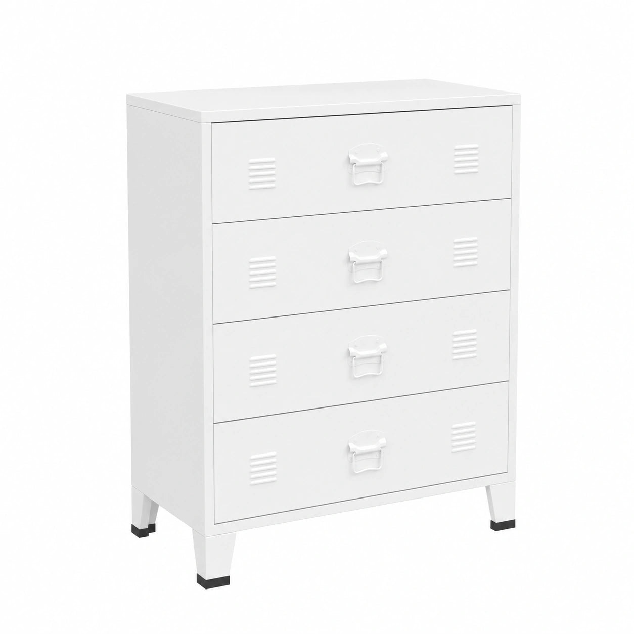 Cassettiera in Metallo Bianca, 78x40x93 cm, Stile Industriale, Multifunzione per Casa