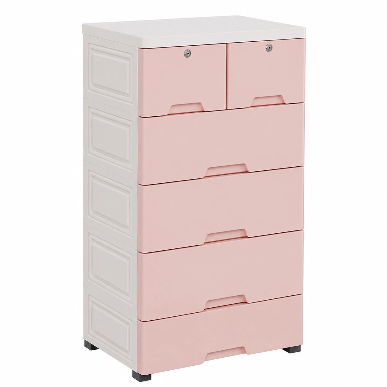 Cassettiera Multifunzione Rosa con 6 Cassetti e Ruote per Casa