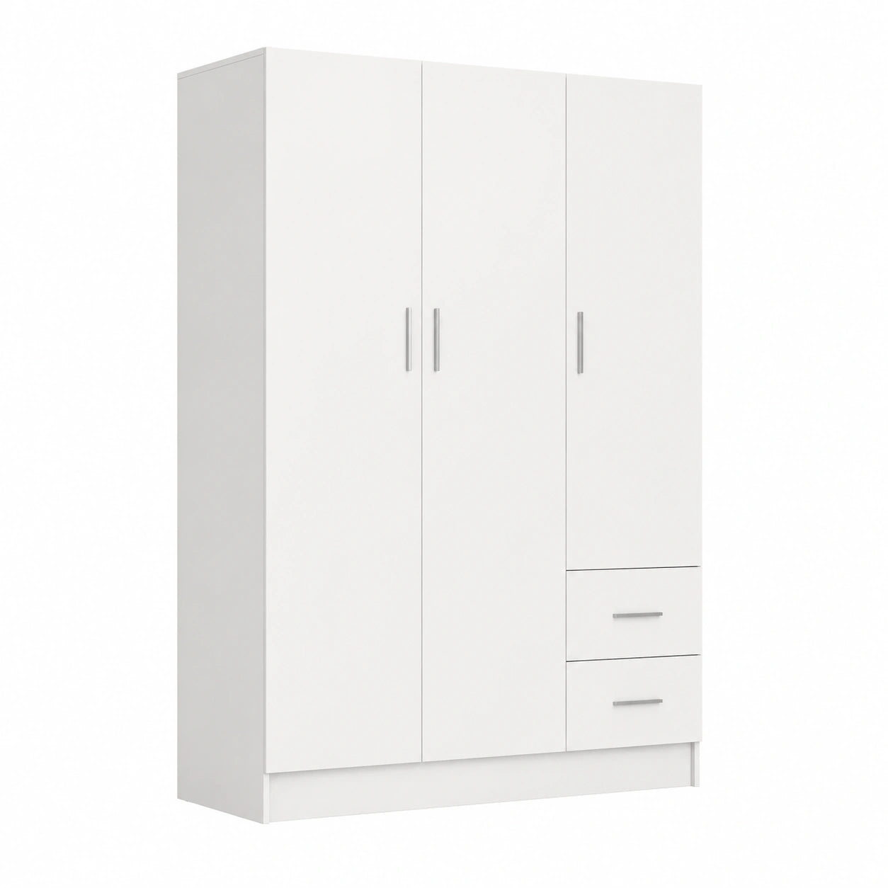 Guardaroba Salvaspazio Bianco con 3 Ante e 2 Cassetti, 120x50x170 cm, per Camera da Letto