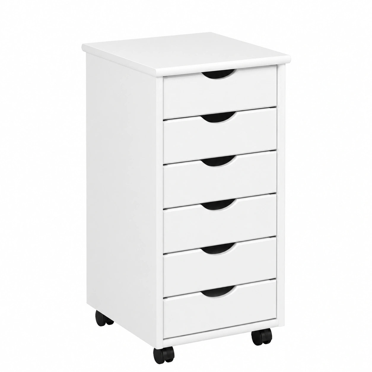Cassettiera Simon in Legno di Pino Laccato Bianco con 6 Cassetti, 35x40x65 cm