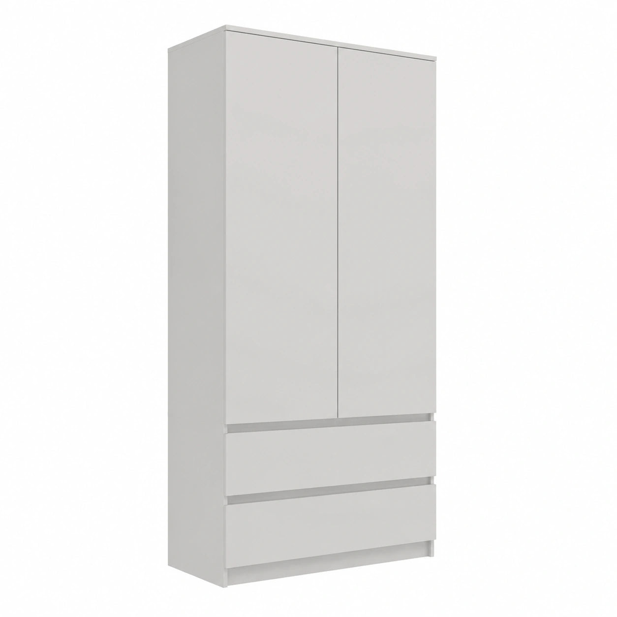 Armadio Bianco con 2 Ante e Cassetti Salvaspazio per Camera da Letto 90 cm