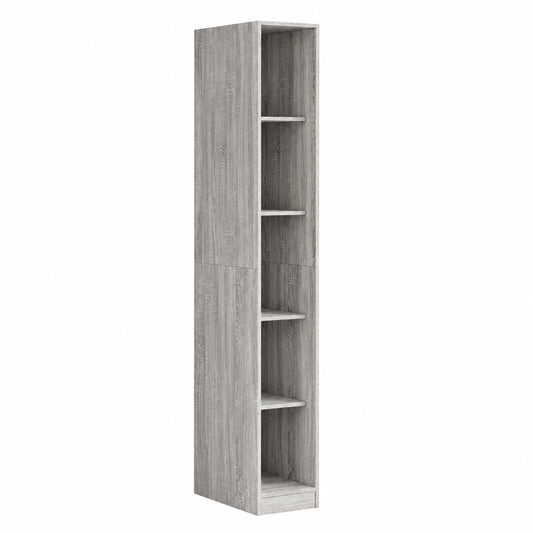Armadio in legno grigio Sonoma 30x50x200 cm, 5 cassetti, per ogni ambiente, salvaspazio e moderno