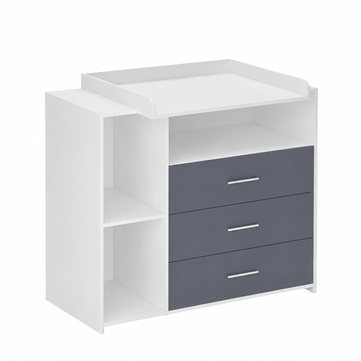 Stazione Fasciatoio Neonato con Cassetti e Scomparti, 113x70x101 cm, Legno MDF Bianco/Grigio