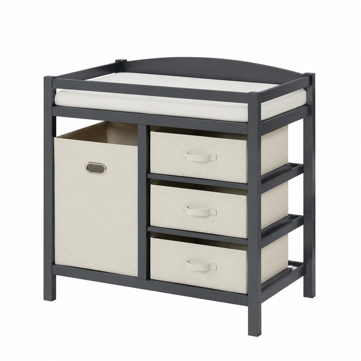 Vicco Tavolo Fasciatoio Nunjo Antracite 85x87 cm con Cassetti in Tessuto e Fasciatoio Removibile per Uso Versatile