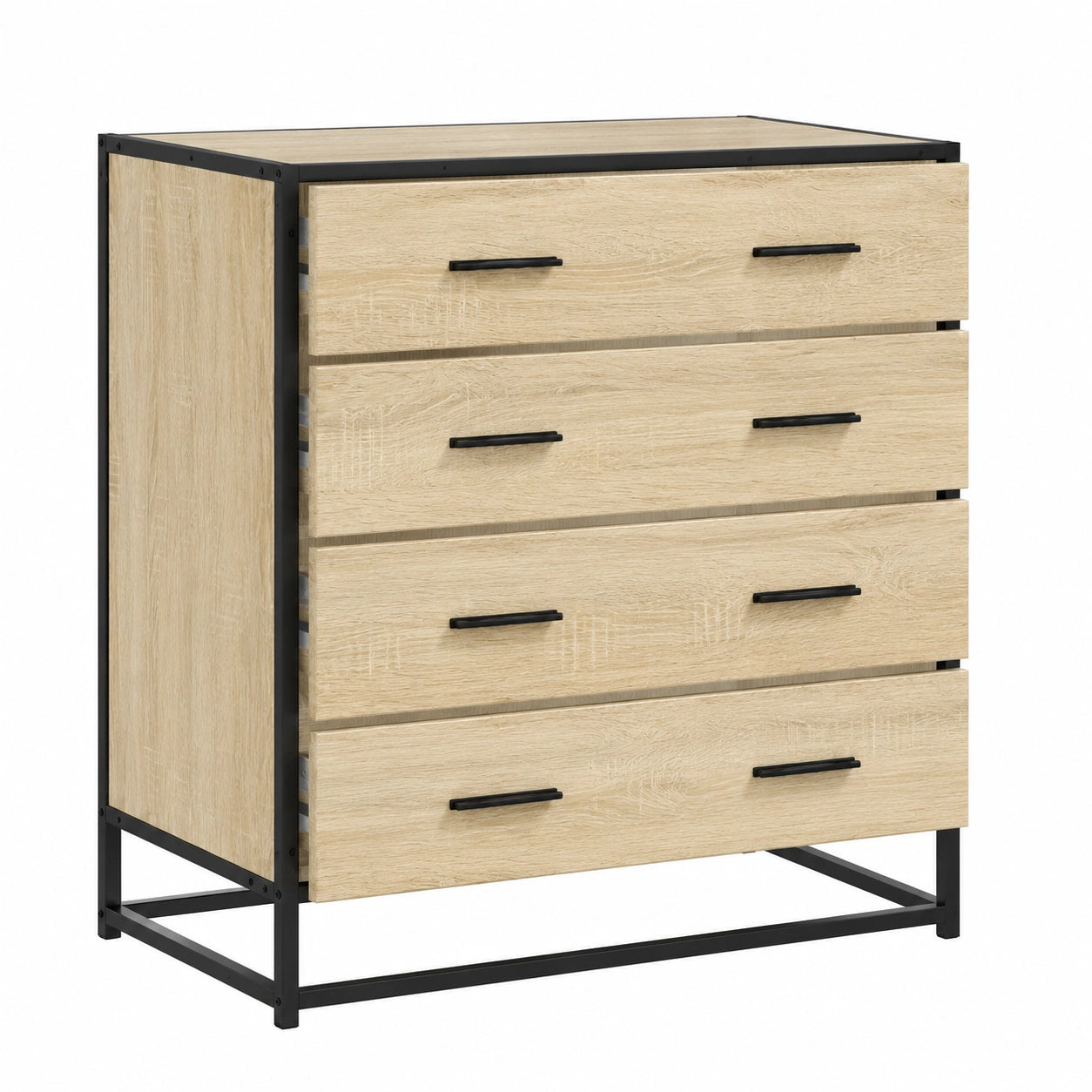 Cassettiera multifunzione in rovere Sonoma e metallo, 70x41x70 cm, per soggiorno e cameretta, elegante e salvaspazio