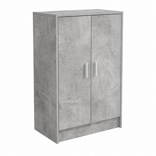 Scarpiera in legno effetto cemento grigio, compatta con ante, ideale per corridoio e ingresso