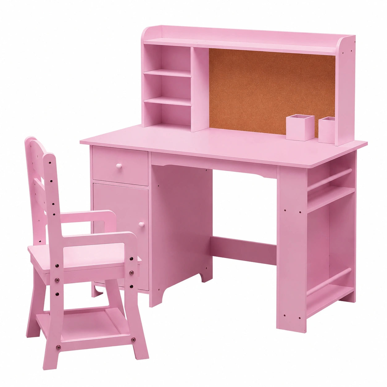 Scrivania e sedia bambini legno con mensole e cassetti - Ideale per studio e disegno - Età 3-8 anni - Per cameretta bambini