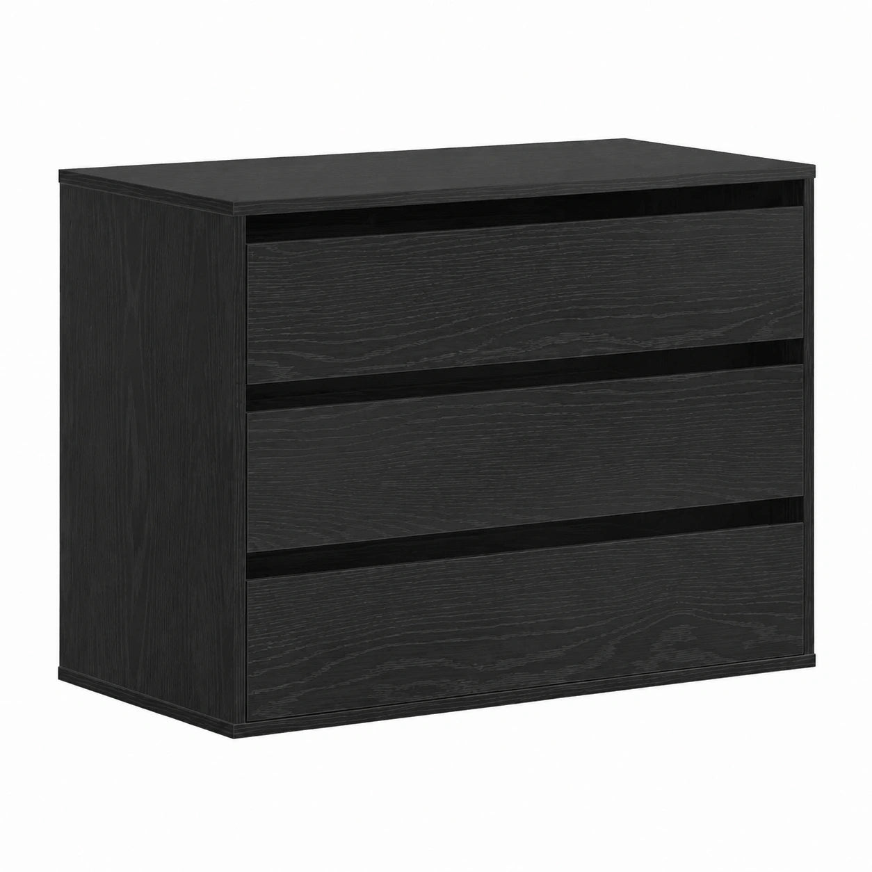 Cassettiera in legno nera 80x41x58 cm con 3 cassetti, multifunzione e salvaspazio