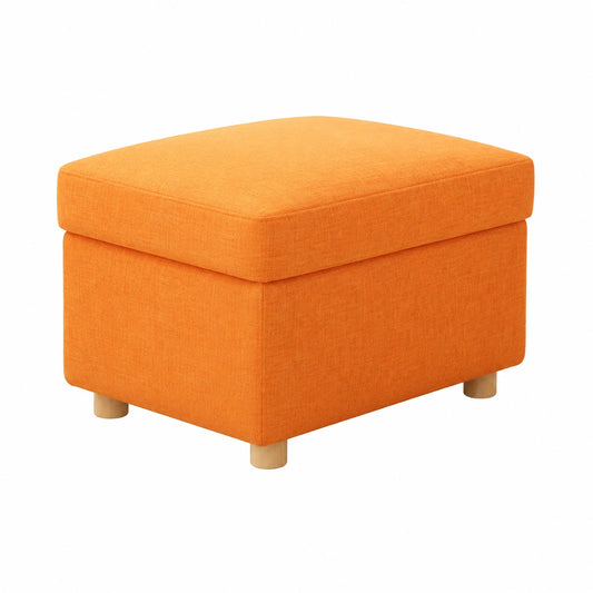 Pouf multifunzionale in tessuto, per soggiorno e cameretta, con vano portaoggetti, 8 colori, 60x60x40 cm, arancione