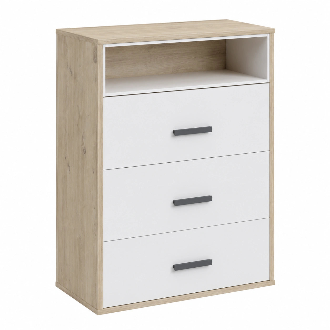 Cassettiera MIPIACE a 3 Cassetti per Cameretta, Contenitore Bambini e Ragazzi, 89,3x112,1x40,5 cm, Rovere Mielato e Grigio Cashmere, Prodotto in Italia