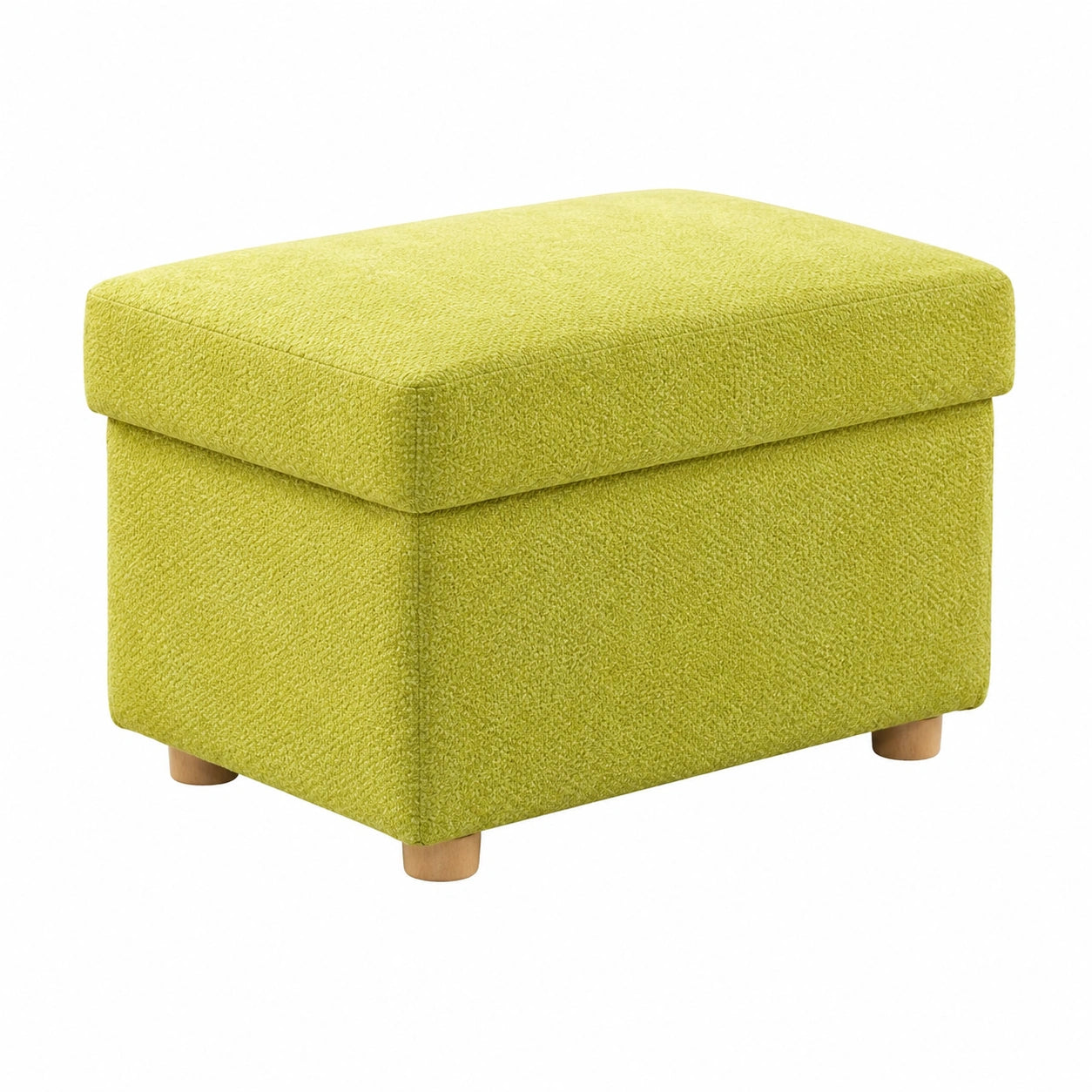 Ottomana in tessuto verde per soggiorno con vano portaoggetti, sgabello multifunzionale 60x60x40 cm